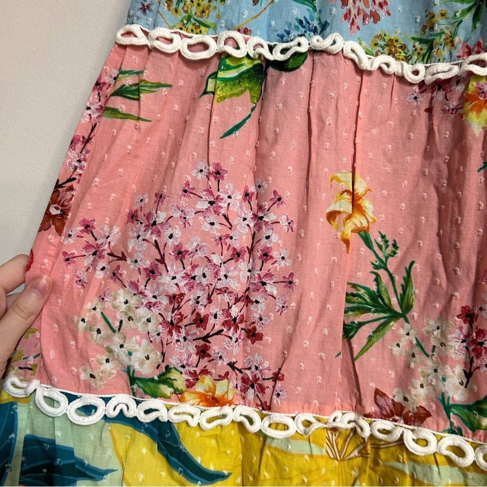 Farm Rio Mixed Floral Maxi Dress in Multi Size Medium Pastel Embroidered Spring - Picture 12 of 15